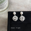 Silver Pearl Love Knot Zircon Drop Earrings Pair Set view 4