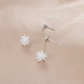 Long Silver Bar and Clear Look Flower Drop Earrings view 1