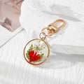 Round Resin Dried Flower Keychains Gold Clasp 8 Colors view 10