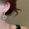 Gold Heart Crystal Drop Earrings Fashion Jewelry Accessories view 3