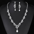 Black Silver Tone Crown Metal Necklace and Earring Set view 1