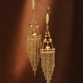 Geometric Chandelier Hook Earrings in Gold and Silver view 1