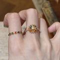 Gold Multicolor Baguette Firework Flower Open Ring view 3