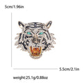 Roaring Tiger Head Brooch in Silver or Gold Tone Crystals view 7