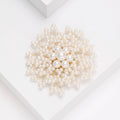 White Pearl Cluster Snowflake Brooch Gold Wire Floral Pin view 2