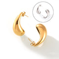 Gold Steel Chubby Teardrop Stud Earrings Polished Pair view 5