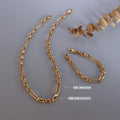 Thick Link Chain Necklace And Bracelet Gold Or Steel view 2