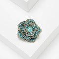 Beaded Rose Brooch With Pearl Center in Red or Turquoise view 4