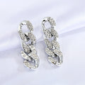 Crystal Paved Chain Link Drop Earrings in Gold and Silver Tone view 4
