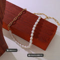 Freshwater Pearl Gold Paperclip Chain Splice Choker Necklace view 3