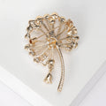 Gold Silver Pearl Dandelion Rhinestone Drop Brooch view 3