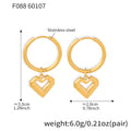 Gold Open Heart Drop Huggie Hoop Earrings Stainless Steel view 6