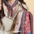 Paisley Print Scarf Necklace in Four Brown Colorways view 1