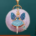 Jeweled Star Fairy Keychains with Round Faux Fur Pom Poms view 2