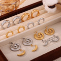 Gold Silver Geometric Metal Hoop Stud Earrings Four Styles view 3