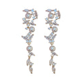 Silver And Gold Tone Floral Pearl Drop Earrings With Leaf Fringe view 5