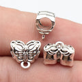 11x11x7.5mm 1.3g Antique Silver Zinc Alloy Double Sided Butterfly Through Hole Beads for DIY Jewelry Making