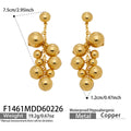Graduated Metal Ball Cluster Drop Earrings in Polished Gold Tone view 6