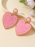 Beaded Heart Drop Earrings Rhinestone Trim Round Stud view 6