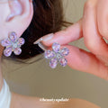 Crystal Flower Stud Earrings In Purple Blue And Red view 4