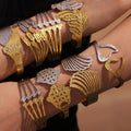 Two-Tone Stainless Steel Wide Geometric Hinge Cuff Bangles view 3