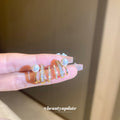 Gold Tone Geometric Pearl Stud Earrings In Two Designs view 4