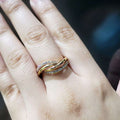Gold Multi-Strand Twisted Pave Clear Stone Ring Sizes 6-10 view 2