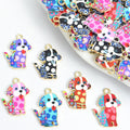Floral Print Dog Charms in Six Patterns and Two Metal Tones view 1
