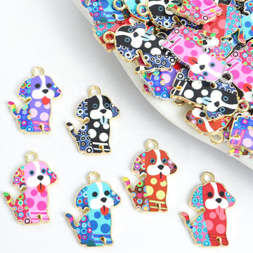 Floral Print Dog Charms in Six Patterns and Two Metal Tones