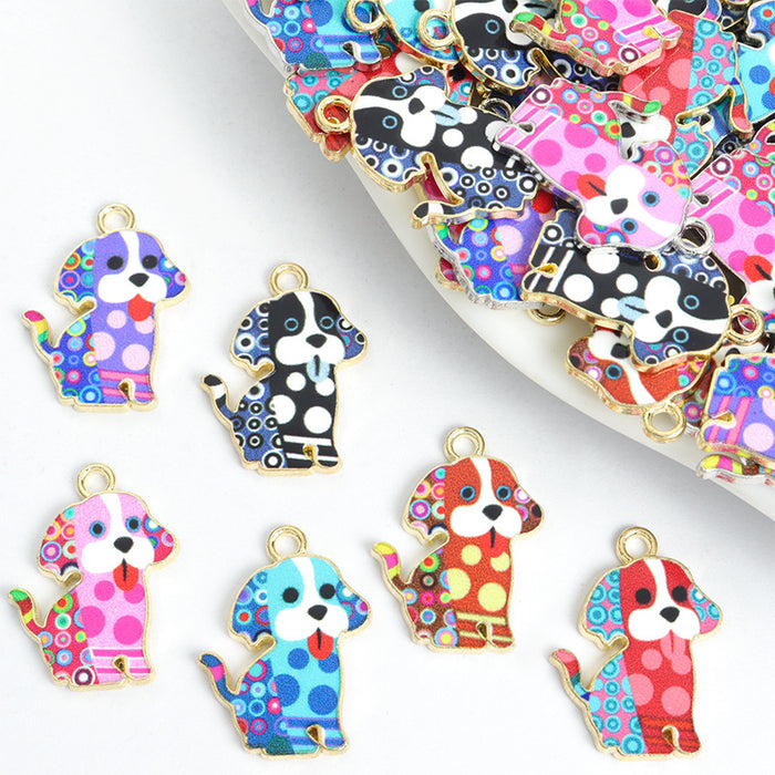 Floral Print Dog Charms in Six Patterns and Two Metal Tones