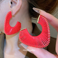 Wrapped Cord C Hoop Stud Earrings in Five Colors Jewelry Pair view 4