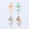 Enamel Mermaid Charms in Four Colors with Gold Tone Edges view 2