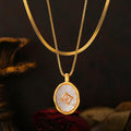 Oval Shell Pendant Necklace Snake Chain Gold Metal Layer Styles view 4