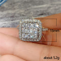 Square Tiered Cluster Crystal Ring in Polished Metal view 5