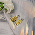 Metal Leaf Tassel Drop Stud Earrings Gold Or Silver view 4