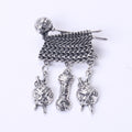 Textured Sweater Brooch With Three Dangling Charms view 7