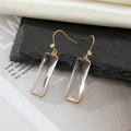 Gold Tone Long Rectangular Faceted Crystal Hook Earrings view 4