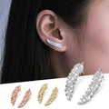 Pave Cubic Zirconia Feather Stud Earrings, Brass, Three Tones view 1