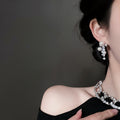 Pearl and Crystal Geometric Cascade Ear Clips Statement Jewelry view 4