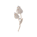 Sparkling Crystal Tulip Stem Brooch in Silver or Gold Tone view 1