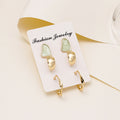 Blue Pink and Green Three Pair Mixed Earring Card Sets view 4