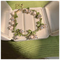 Green Vine Pearl Floral Bracelet Necklace and Earring Collection view 8