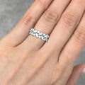 White Metal Marquise Leaf Olive Branch Pave Band Ring Alloy view 3