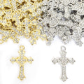 Crystal-Accented Gold Silver Cross Alloy Pendant Components in 2 Styles view 4