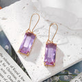 Rectangle Glass Crystal Dangle Earrings Gold Hooks 8 Colors view 9