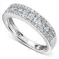 White Gold Tone Three Row Pave Crystal Band Ring Sizes 6-10 view 2
