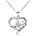Silver Tone Heart Elephant Pendant Necklace With Clear Stones view 1
