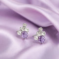 Crystal Look Flower Pearl Accent Stud Earrings in Three Colors view 4