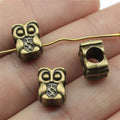 Detailed Owl Shaped Large Hole Metal Beads in Two Finishes view 3