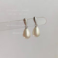Silver Tone Teardrop Stud White Pearl Drop Earrings view 6